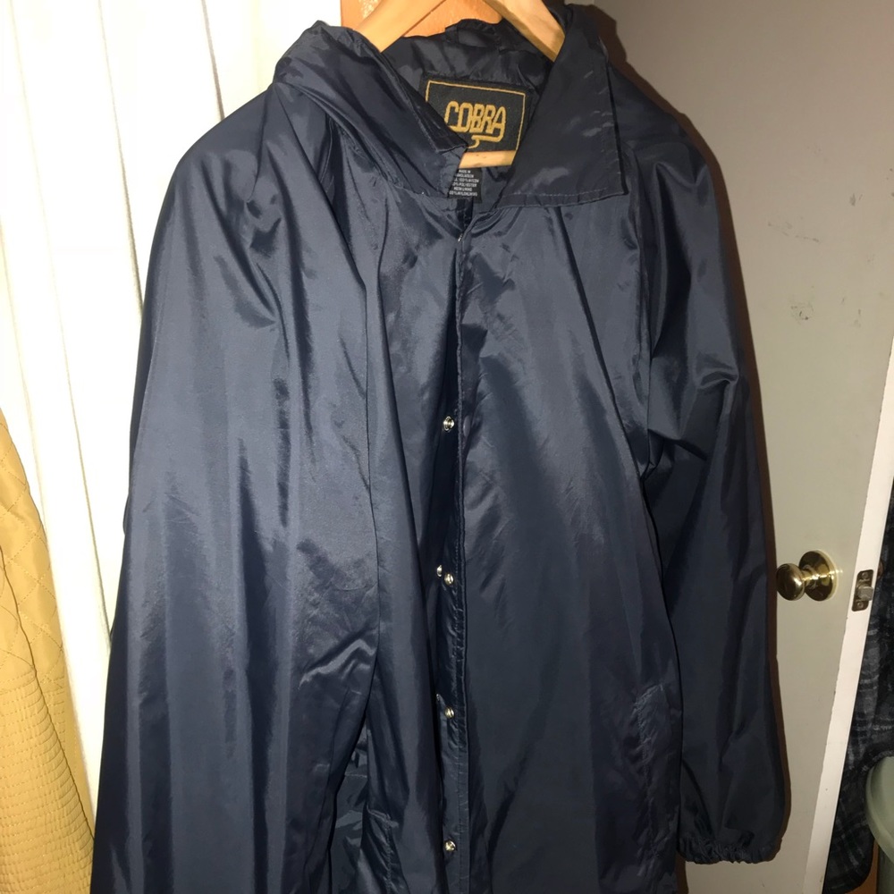 Navy blue windbreaker